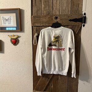 Budweiser White Crewneck Sweater with Eagle Design